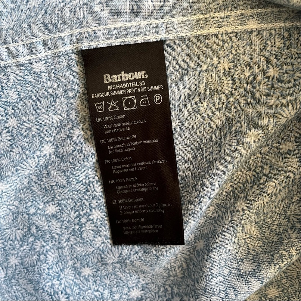 Barbour Floral Short Sleeve Summer Casual Shirt Beach Cottage - Picture 6 of 9